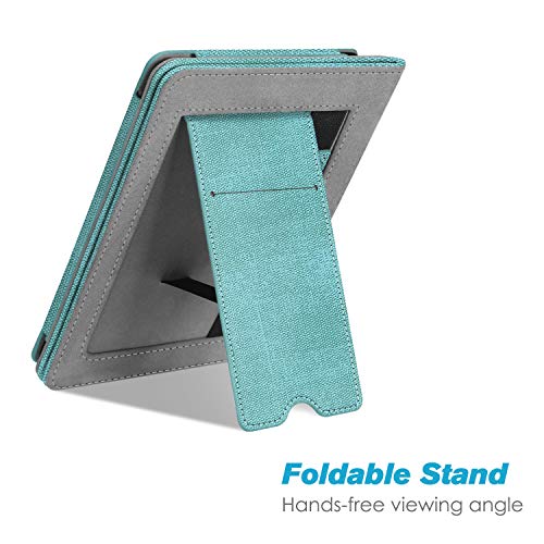 FINTIE Funda Vertical para 6" Kindle Paperwhite (10.ª Generación, 2018/Toda la Vieja Generación 2012-2017) - Carcasa de Cuero Sintético con Bolsillo para Tarjeta y Correa de Mano, Verde Menta