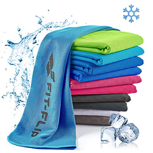 Fit-Flip Toalla de enfriamiento 100x30cm, Toalla de Deporte refrescante, Toalla fría, Airflip Cooling Towel, Toalla de Microfibra – Color: Azul, tamaño: 100x30cm