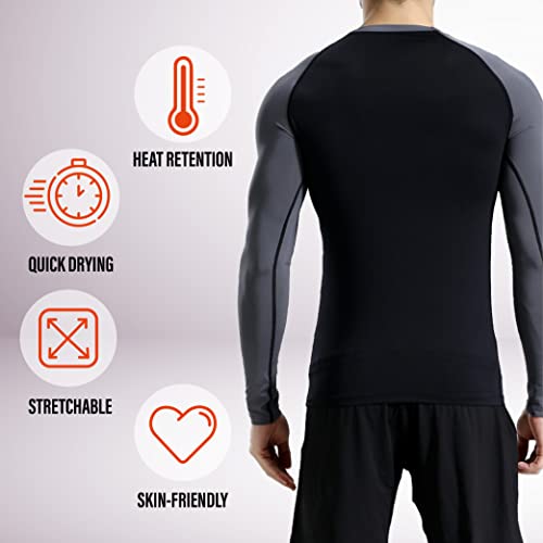 Fit Nation - Juego de ropa interior térmica para hombre, manga larga, transpirable, capa base térmica, transpirable, absorbe la humedad, ligero y cómodo para actividades de invierno al aire libre