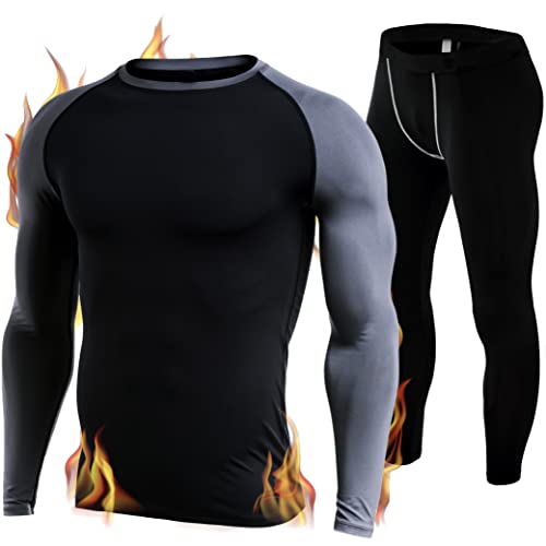 Fit Nation - Juego de ropa interior térmica para hombre, manga larga, transpirable, capa base térmica, transpirable, absorbe la humedad, ligero y cómodo para actividades de invierno al aire libre