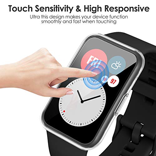 FITA 3 Piezas Funda Compatible Con Huawei Watch Fit/Elegant Edition Funda Protectora, Cubierta Completa Película Protectora de TPU Suave Funda Resistente A Los Arañazos Compatible Con Huawei Watch Fit