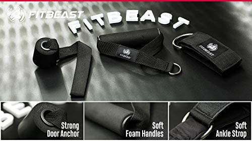 FitBeast Set de Bandas de Resistencia para Bandas para Entrenamiento 11PC con Tubos Resistentes, Manijas de Hule Espuma, Correa para Tobillos, Anclaje para Puerta para Gimnasio en Casa, Terapia Física