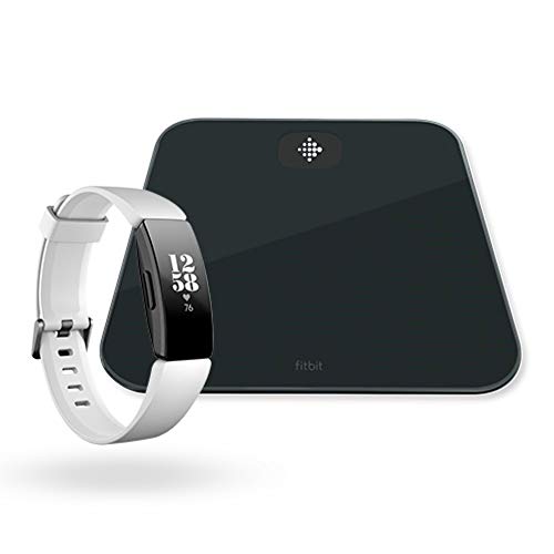 Fitbit Inspire HR, Pulsera de salud y actividad física con ritmo cardiaco, Blanco/Negro + Báscula Aria Air Scales, Unisex-Adult, Negro