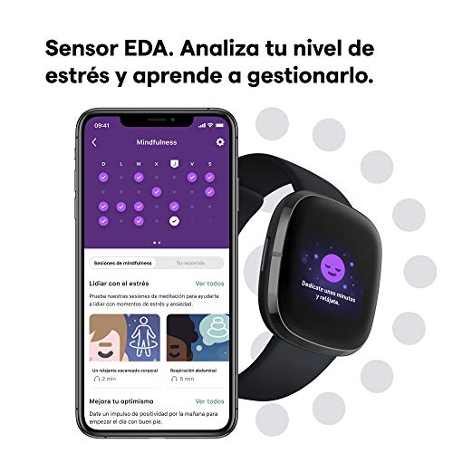 Fitbit Sense - Smartwatch avanzado de Salud con Herramientas avanzadas de la Salud del corazón + Fitbit Aria Air Scales Black, Unisex-Adult, One Size