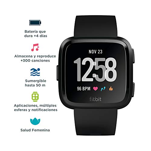 Fitbit Versa Smartwatch Deportivo, Negro / Gris