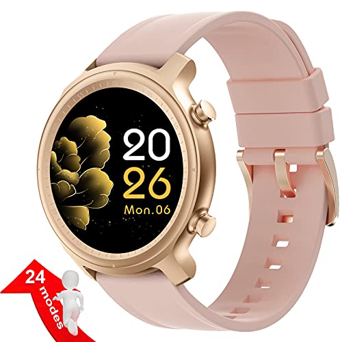 Fitonme Smartwatch Mujer Reloj Inteligente IP68 con 24 Modos de Deporte,Pulsómetro,Monitor de Sueño,Notificaciones Inteligentes,1.28 Pulgadas Pantalla Táctil Android Smartwatch (Rosa 2)