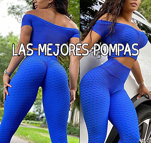 FITTOO Leggings Push Up Mujer Mallas Pantalones Deportivos Alta Cintura Elásticos Yoga Fitness Azul L