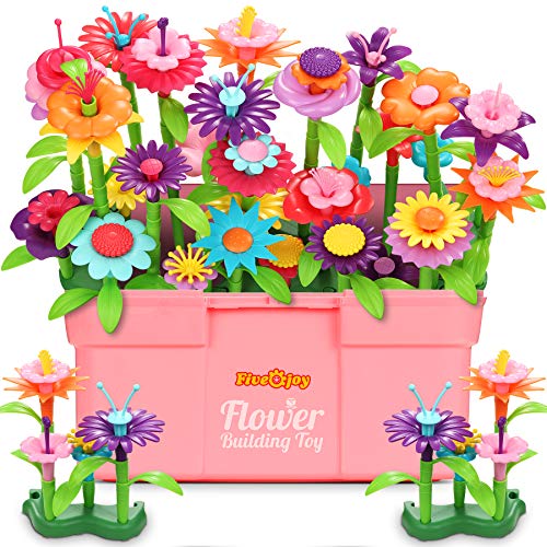 Fivejoy 134PCS Juguetes de Construcción para Jardín de Flores, Jardín Flores Playset Regalos, Juguetes de Construcción de Jardín Pretender Cumpleaños Regalos Juguetes para Niñas y Niños de 3-6 años