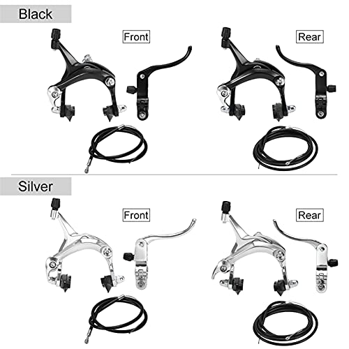 Fixie Front / Trasero Kit de freno de bicicleta Carretera Bike Cruiser Juego de frenos Pinza de bicicleta Pitido de freno Lado Juego de frenos Juego de frenos Bicicleta ( Color : Black-Front brake )