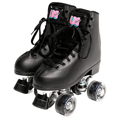 Flamingueo Patines 4 Ruedas - Patines 4 Ruedas Mujer, Patines 4 Ruedas Niña, Roller Skates, Patines Adulto, Patines Mujer Negros, Patines Ruedas Uretano 58mm x 32 mm, Tallas 35-41 EU