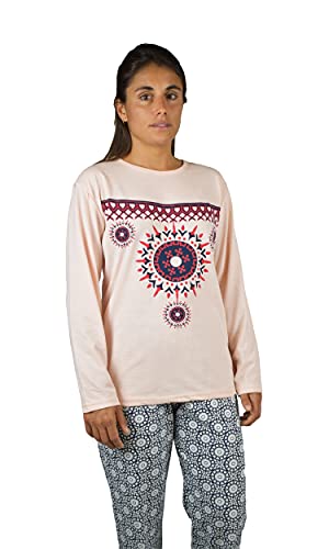 flashpijamas Pijama Mujer de 2 Piezas, Pijama de Algodón 100%, Pijama de Primavera y Otoño, Inca