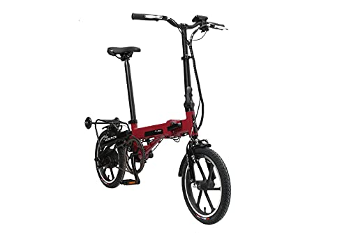 Flebi Supra Eco Bicicletas, Eléctricas Plegables, Red Bordeaux, 130x106x57