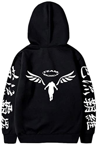 FLYCHEN Sudadera con Capucha para Hombre Tokyo Revengers suéter Serie de Anime Sudadera con Estampado de Color Liso, 1 Negro, M