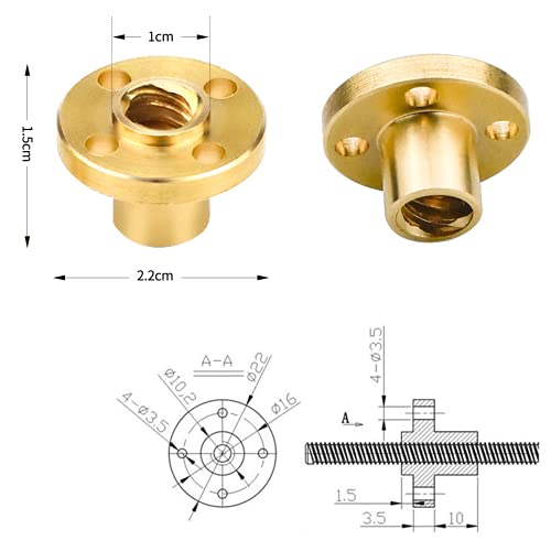 Fmlkic 6 Piezas De Tuerca De Tornillo Trapezoidal T8, 8Mm Latón T8 Tornillo,T8 Tuerca De Latón Para El Tornillo De Rosca De Plomo De 8Mm T8 Impresora 3D Reprap Parte Eje Z De Latón Sólido