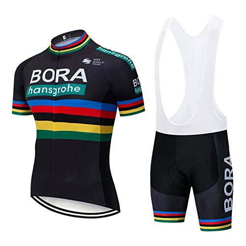 FMMATOQ Conjunto de Traje de Ciclismo Hombre, Ropa Maillot Bicicleta Mangas Cortas y 5D Gel Pad Culotte para Bicicleta MTB Ciclista