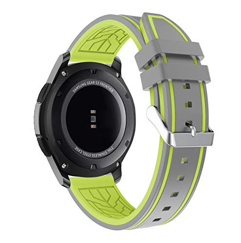 Fmway Repuesto de Correa Reloj 22mm de Silicona para Samsung Galaxy Watch 46mm / Gear S3 Frontier/Gear S3 Classic/Moto 360 2. Generation 46mm, Hombre y Mujer (Gray + Lemon)