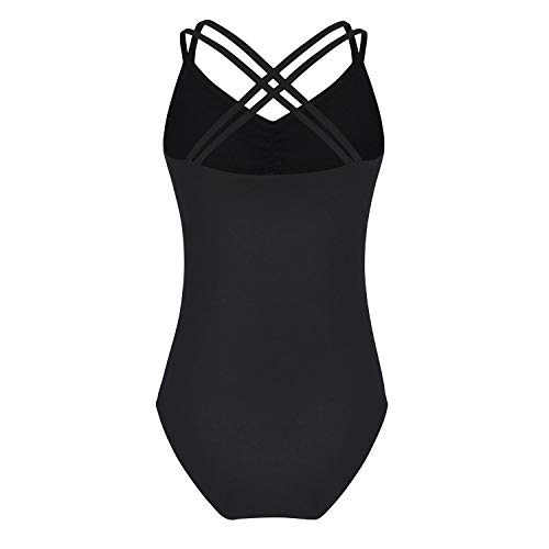 FONLAM Maillot de Ballet Danza para Niña Traje Leotardo Maillot Tradicional Gimnasia Actuación Fiesta Niña (11-12 Años, Negro)