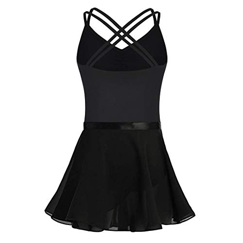 FONLAM Vestido Maillot de Ballet para Niña Conjunto de Dos Piezas Maillot + Falda Danza Gimnasia Ballet Niña (Negro, 13-14 años)