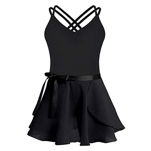 FONLAM Vestido Maillot de Ballet para Niña Conjunto de Dos Piezas Maillot + Falda Danza Gimnasia Ballet Niña (Negro, 13-14 años)