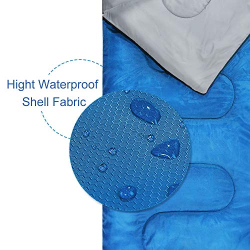 Forceatt Saco de Dormir, Sacos de Dormir Adultos Impermeable para Dos Personas,Adecuado para Clima Cálido y Frío en Todas Las Estaciones,Adecuado Interiores,Exteriores,Mochilero, Camping, Senderismo