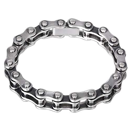 FORFOX Pulsera Cadena Bicicleta Motocicleta Moto de Plata de Ley 925 para Hombre Mujer 13mm 20 cm