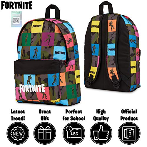 FORTNITE Mochila Tipo Americano con Bolsillo, Unisex Adultos, Multicolor (Estampado Multicolor), 14x44x33 cm (W x H x L)