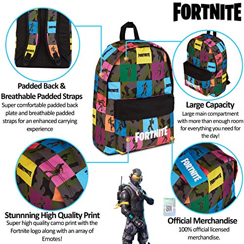 FORTNITE Mochila Tipo Americano con Bolsillo, Unisex Adultos, Multicolor (Estampado Multicolor), 14x44x33 cm (W x H x L)