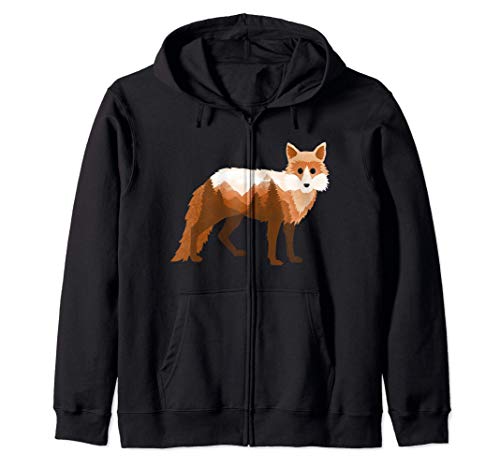 Fox Naranja Doble Exposición Lindo Silvestre Nativo Animal Sudadera con Capucha