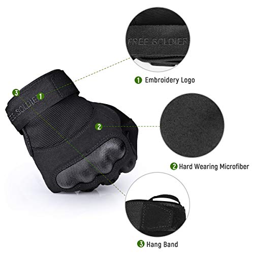 FREE SOLDIER Guantes Moto Verano Hombre Guantes Tacticos Militares para Deportes al Aire Libre, Escalada, Ciclismo, MTB, Airsoft, Paintball, Senderismo, Acampada, Trabajo(Dedo Completo/Negro oscuro,S)