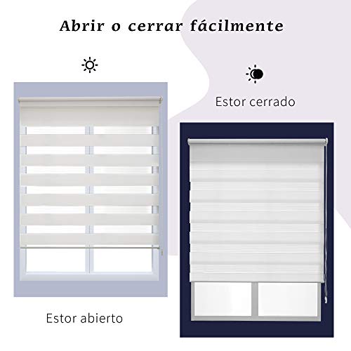 FRENESSA Estor Enrollable Doble Tejido Noche y Día Persiana Enrollable para Ventanas Puertas Dormitorios Oficinas, Blanco, 120 x 180 cm