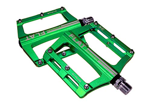 FrontStep Pedales Antideslizantes de Aluminio Pedales de Bicicleta fáciles para MTB/Pedal de Bicicleta de montaña/Pedal BMX con husillo de Acero CR-Mo (Verde)