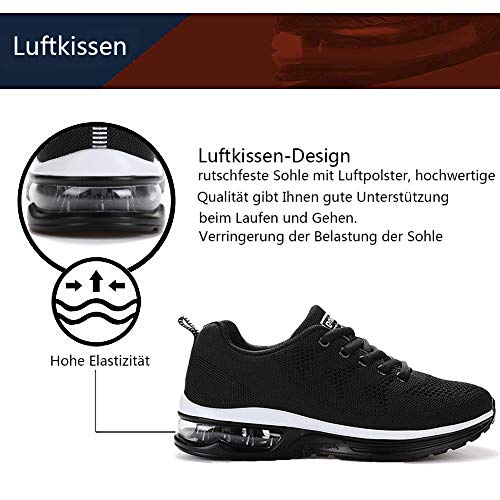 frysen Zapatillas de Deportes Hombre Mujer Zapatos Deportivos Aire Libre para Correr Calzado Sneakers Gimnasio Casual Unisexo Black 41