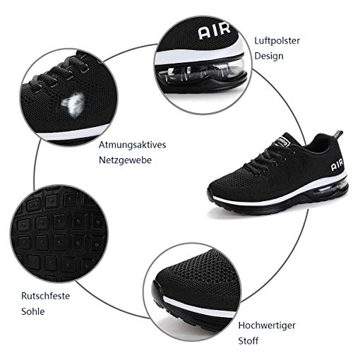 frysen Zapatillas de Deportes Hombre Mujer Zapatos Deportivos Aire Libre para Correr Calzado Sneakers Gimnasio Casual Unisexo Black 41