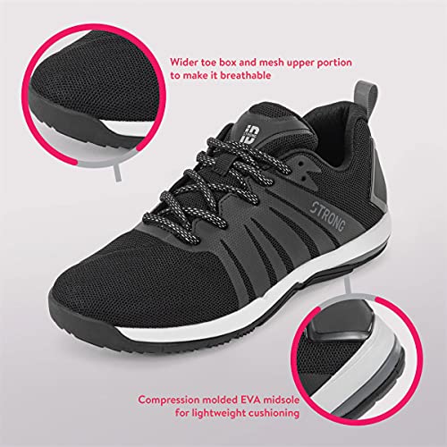 Fuerte iD Fly Fit zapatos de entrenamiento atlético para mujeres con soporte de alto impacto, Negro/Blanco, 39 EU