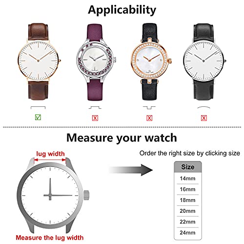 Fullmosa Axus Correa Piel, para Correa Reloj, Huawei Samsung Correa/Banda/Pulsera/Strap 14mm 16mm 18mm 19mm 20mm 22mm 24mm, Marrón + Hebilla de Plata, 22mm
