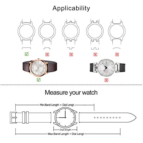 Fullmosa Correa Reloj de Cuero Cera Aceite 6 colores, Pulsera de Reloj de Reemplazo de Piel Becerro con Pasador de Liberación Rápida 14mm 16mm 18mm 20mm 22mm 24mm Marrón Oscuro + Hebilla Plateada 20mm