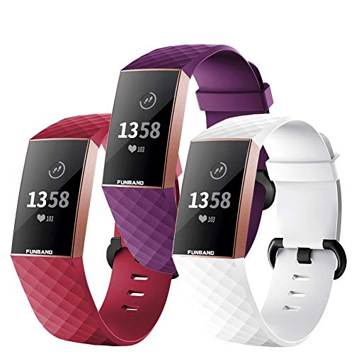FunBand Correa para Fitbit Charge 3/Charge 4, Edición Especial Soft Silicona Deportes Recambio de Pulseras Ajustable Reemplazo Accesorios para Reloj Fitbit Charge 3/Charge 4