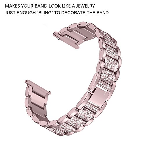FunBand Correa para Fitbit Versa/Versa 2/Versa Lite para Mujeres, Reloj Reemplazo de Banda Acero Inoxidable Metal Bling con Diamantes para Fitbit Versa/Versa 2/Versa Lite (Rosa)