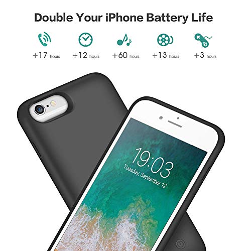 Funda Batería para iPhone 6/6S/7/8, Kilponen [6000mAh] Funda Cargador Portatil Batería Externa Ultra Carcasa Batería Recargable Power Bank Case para iPhone 6/6S/7/8 (4.7 Pulgadas)