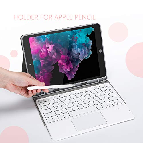 Funda con Teclado Español Trackpad para iPad 10.2 7ª/8ª Generación,iPad Air 3 2019/iPad Pro 10.5 2017, Teclado Desmontable Retroiluminado de 7 Colores, Funda para iPad 10.2 2020/2019, Oro Rosa