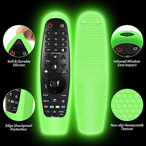 Funda de Protectora Compatible con LG Magic Control Remoto AN-MR19BA AN-MR18BA AN-MR20GA AN-MR600 AN-MR650 AN-MR650A, Antideslizante Silicona Carcasas para LG Mando a Distancia - Glow Green