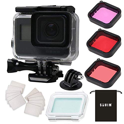 Funda impermeable para Gopro Hero 7 Hero 6 Hero 5 Hero 2018 accesorios negros, carcasa protectora con insertos antiniebla y kit de filtros, adecuado para fotografía de buceo subacuático 45M