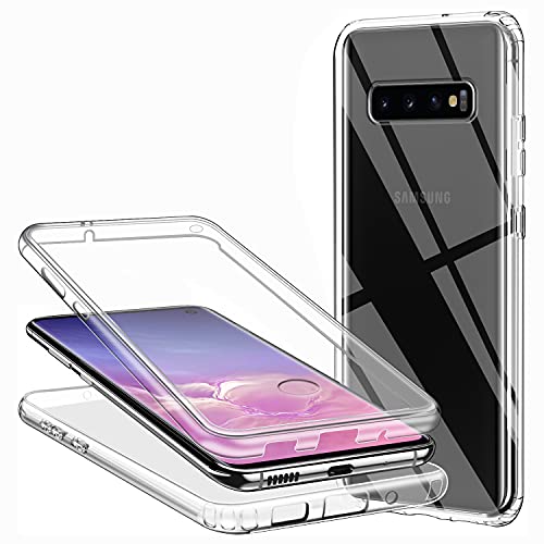 Funda para Samsung Galaxy S10, Silicona Transparente 360 Grados Delantera Trasera Carcasa Ultra-Delgado Resistente Anti-Arañazos Anti-Choques Doble Cara Protectora