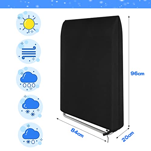 Funda para Silla Plegable para Exteriores, MCSQK Fundas Plegables para Tumbona 210D Oxford Tela, Impermeable, Anti-UV Cubierta, Funda para Silla Gravedad Cero De Jardín Exterior - Negro (96x85cm)