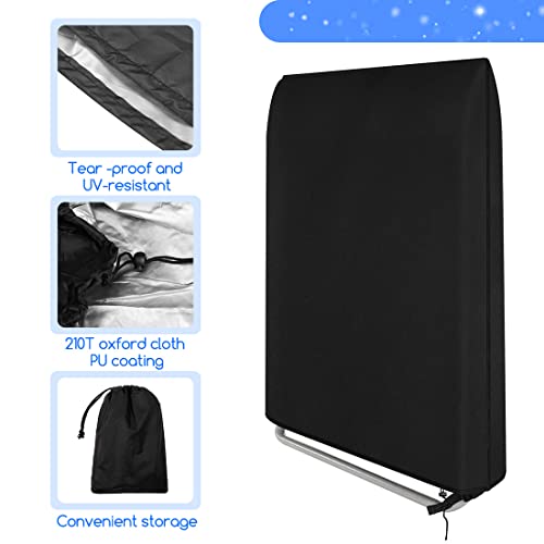 Funda para Silla Plegable para Exteriores, MCSQK Fundas Plegables para Tumbona 210D Oxford Tela, Impermeable, Anti-UV Cubierta, Funda para Silla Gravedad Cero De Jardín Exterior - Negro (96x85cm)