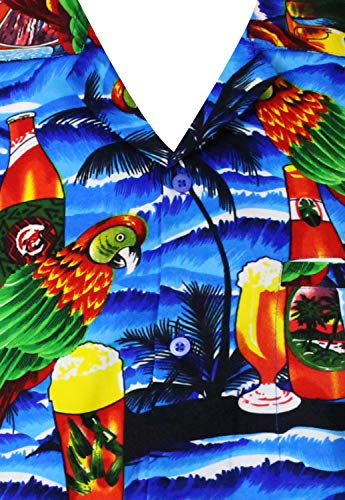 Funky Camisa Hawaiana, Manga Corta, Parrot Beer, Turquesa, S