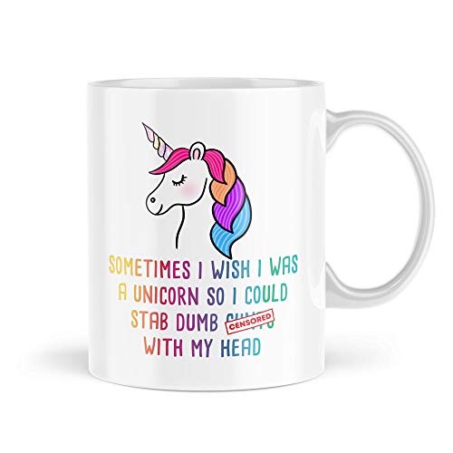 Funny Rude Mugs Taza Unicornios Unicornio Stab C*unts with My Head Sarcasm Taza Colleague Navidad Cita Novedad Brompa regalo sarcástico MBH660