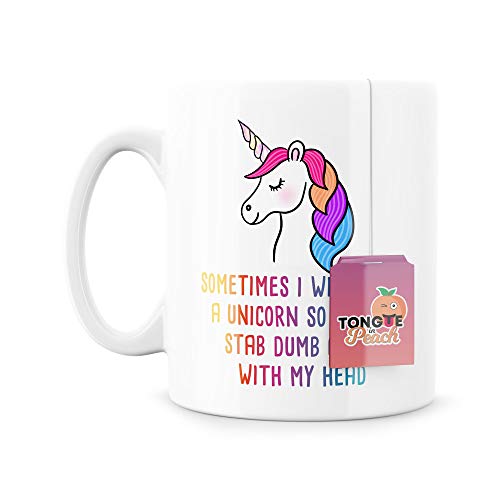Funny Rude Mugs Taza Unicornios Unicornio Stab C*unts with My Head Sarcasm Taza Colleague Navidad Cita Novedad Brompa regalo sarcástico MBH660