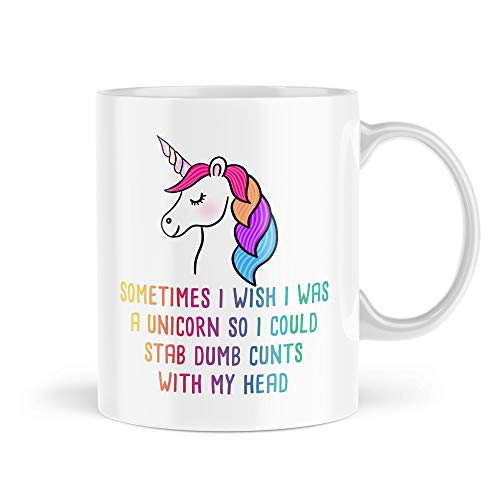 Funny Rude Mugs Taza Unicornios Unicornio Stab C*unts with My Head Sarcasm Taza Colleague Navidad Cita Novedad Brompa regalo sarcástico MBH660