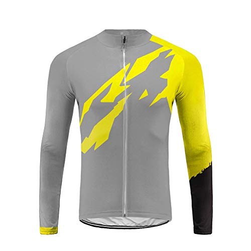 Future Sports Jersey de Ciclismo de Visibilidad Extrema, de Manga Larga, Ajuste Slim Fit, Camiseta de MTB Winter Fleece Ropa Hombre Top